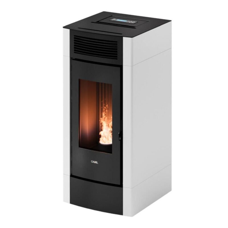 Stufa a pellet Cadel Cristal 9 Airtech colore bianco — vista frontale